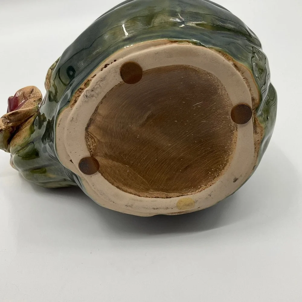 Vintage Botanical Ceramic Gourd Tureen Lidded Bowl Cottagecore Farmhouse Rustic